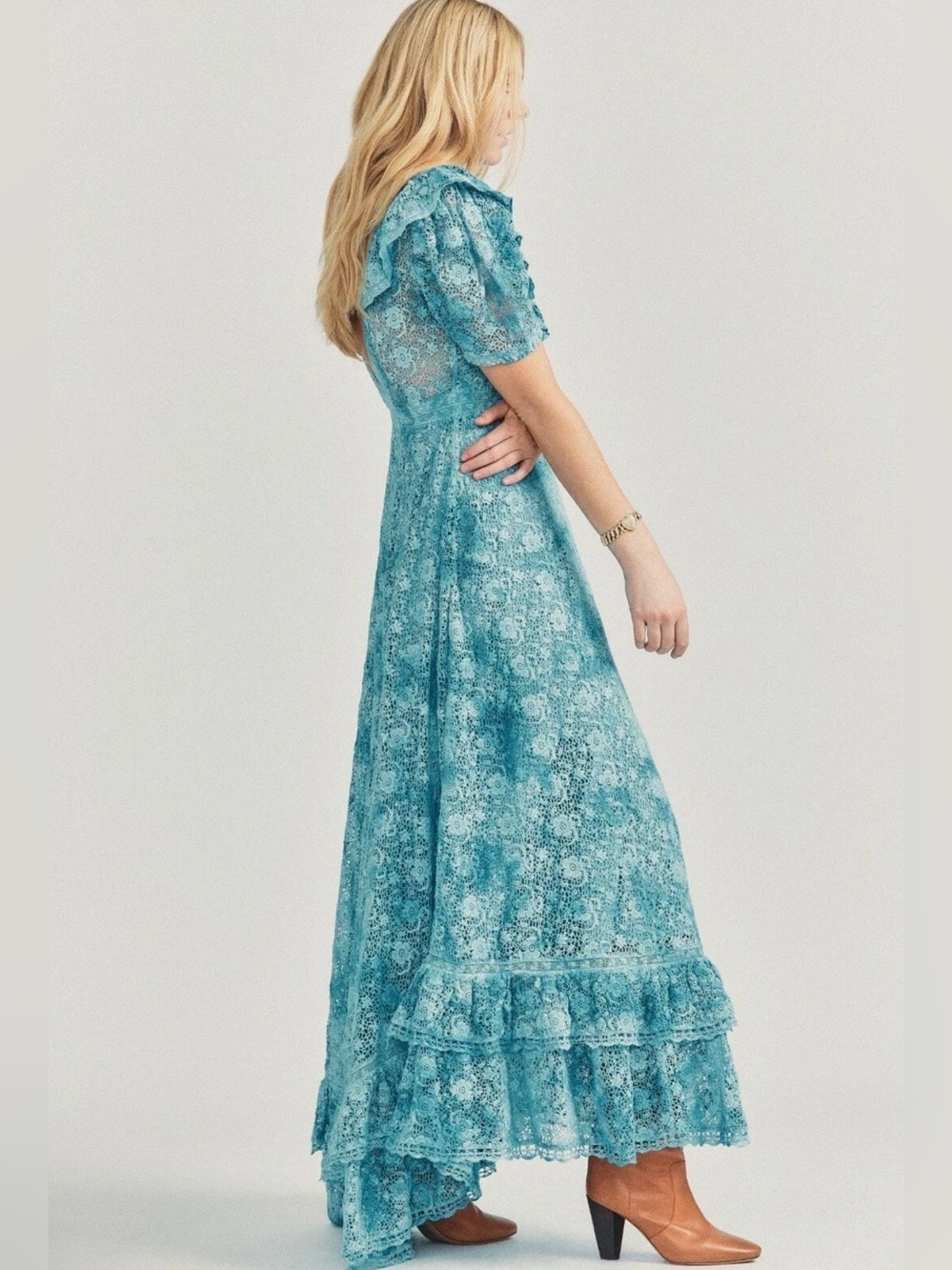 LoveShackFancy Kalani Lace Dress Deep Sea Indigo Size 4 - Picture 3 of 10